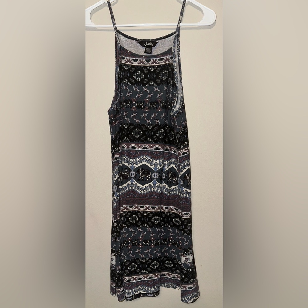 Justify Bohemian Spaghetti Strap Tank Knee Length Purple Dress Elephant Size L‎